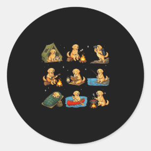 Gouden retriever kamperen schattige hond wandelen ronde sticker