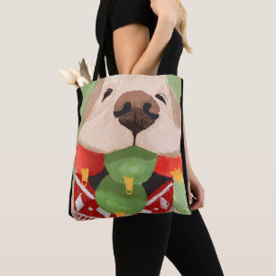 Gouden Retriever Kerstballen Mond Grappig Cadeau Draagtas