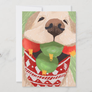 Gouden Retriever Kerstballen Mond Grappig Feestdagenkaart
