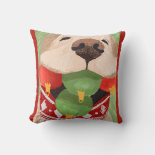 Gouden Retriever Kerstballen Mond Grappig Kussen