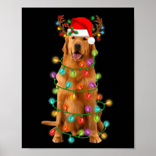 Gouden Retriever Kerstboom Lichten Pyjama Hond Poster