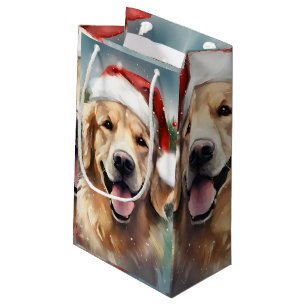 Gouden Retriever Kerstborstel schilderen kunstwerk Klein Cadeauzakje