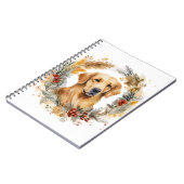 Gouden Retriever Kerstkrans Feestelijke Pup Notitieboek (Linkerzijde)