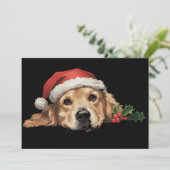 Gouden Retriever Kerstman Hoed Hond Kerstmis Feestdagenkaart (Staand voorkant)