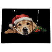 Gouden Retriever Kerstman Hoed Hond Kerstmis Groot Cadeauzakje (Voorkant)