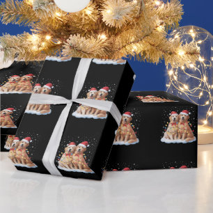 Gouden Retriever Kerstman Hoed Rendier  Cadeaupapier