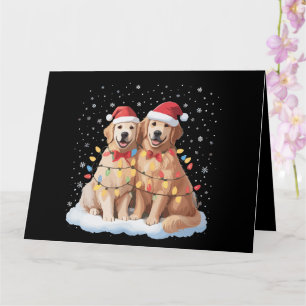 Gouden Retriever Kerstman Hoed Rendier Kaart