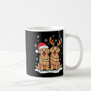 Gouden Retriever Kerstman Kersthoed Rendier Licht Koffiemok