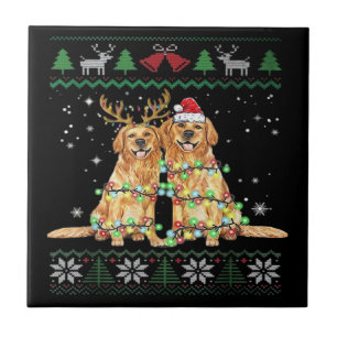 Gouden retriever Lelijke Kersthond Grappig Kerstge Tegeltje