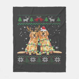 Gouden retriever Lelijke Kersthond Grappig Kerstmi Fleece Deken