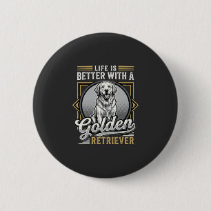 Gouden Retriever Leven Is Beter Hond Ronde Button 5,7 Cm