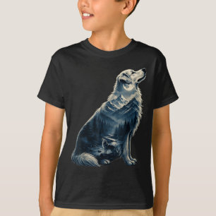 Gouden retriever maanverlichte berg wildernis hond t-shirt