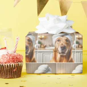 Gouden Retriever met een Handdoek Turban Cadeaupapier
