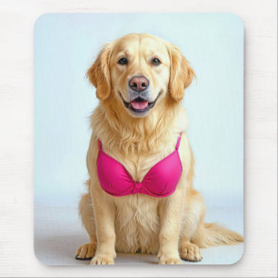 Gouden Retriever met een Roze Beha Muismat