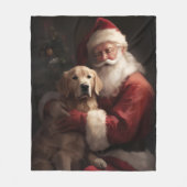 Gouden Retriever met Kerstman Kerstmis Fleece Deken (Voorkant)