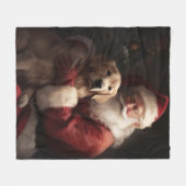 Gouden Retriever met Kerstman Kerstmis Fleece Deken (Voorkant (Horizontaal))