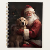Gouden Retriever met Kerstman Kerstmis Planner (Voorkant)