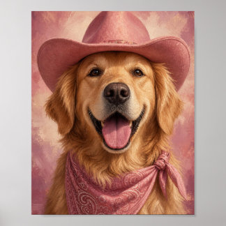 Gouden Retriever Muurkunst — Cowgirl Portret Poster