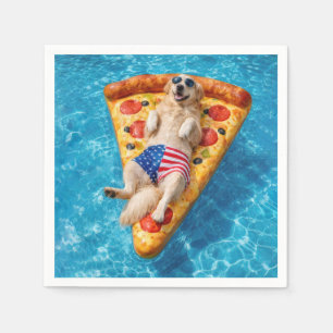Gouden Retriever op een Pizza Luchtbed Servet