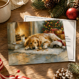 Gouden Retriever Open Haard Kerstmis Feestdagenkaart