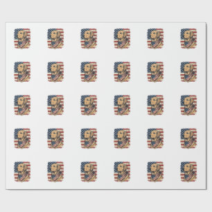 Gouden Retriever Patriottische Vintage Vector Ontw Cadeaupapier