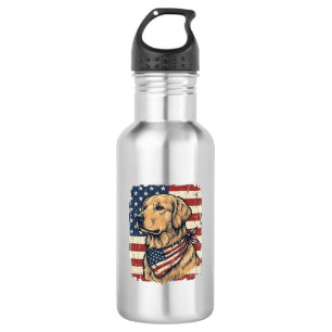 Gouden Retriever Patriottische Vintage Vector Ontw Waterfles