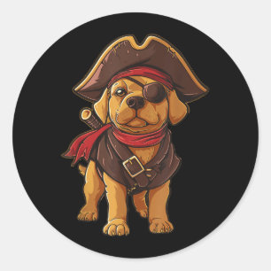 Gouden Retriever Piraat Hond Halloween Feest Manne Ronde Sticker