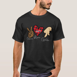 Gouden retriever Plaid Vrede Liefde Cute Hond T-shirt