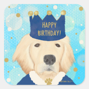 Gouden Retriever Prins Verjaardagssticker Vierkante Sticker