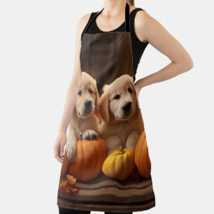 Gouden Retriever Puppy Herfst Plezier Pompoen Schort
