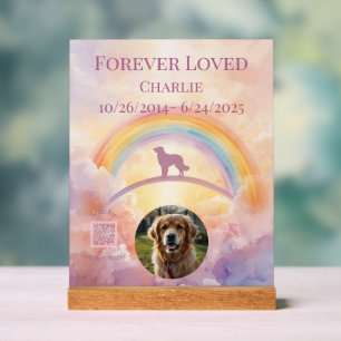 Gouden Retriever Regenboogbrug Herdenkingsteken Acryl Bord