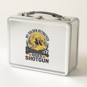 Gouden Retriever Rijdt Schotshot Halloween Heksenk