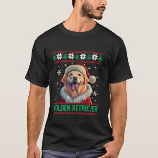 Gouden Retriever Santa Hat Lelijke Kerstmis Lange  T-shirt