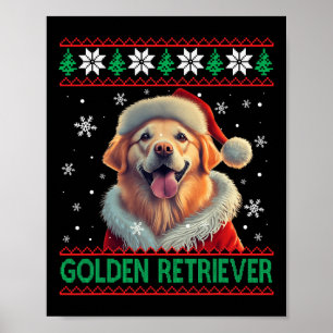 Gouden Retriever Santa Hat Lelijke Kerstmis Poster