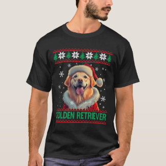 Gouden Retriever Santa Hat Lelijke Kerstmis T-shirt
