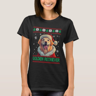Gouden Retriever Santa Hat Lelijke Kerstmis T-shirt