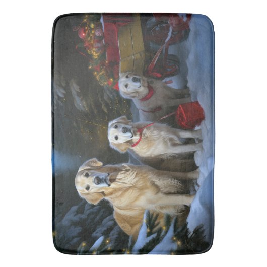 Gouden Retriever Sneeuwslee Kerst Decor Badmat (Voorkant Verticaal)
