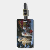 Gouden Retriever Sneeuwslee Kerst Decor Bagagelabel (Voorkant verticaal)