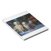 Gouden Retriever Sneeuwslee Kerst Decor Notitieblok (Schuin)