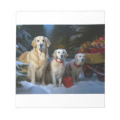 Gouden Retriever Sneeuwslee Kerst Decor Notitieblok (Voorkant)