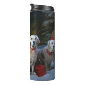 Gouden Retriever Sneeuwslee Kerst Decor Thermosbeker (Geroteerd rechts)