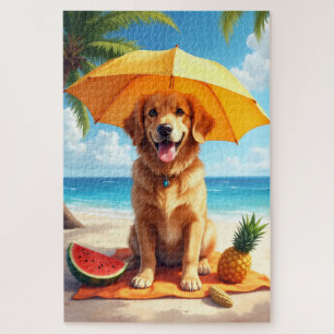 Gouden Retriever Strand Relax Scene Legpuzzel