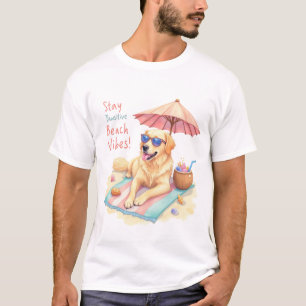 Gouden Retriever Strand Vibes Design Blijf Positie T-shirt