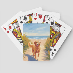 Gouden Retriever Strandpad Ocean Dog Huisdier Pokerkaarten