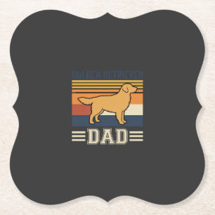 Gouden Retriever Vader Retro Hond Kartonnen Onderzetters