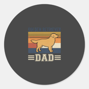 Gouden Retriever Vader Retro Hond Ronde Sticker