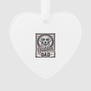 Gouden Retriever Vader Vintage Gravure Ontwerp_1 Ornament