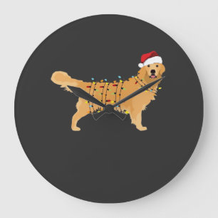 Gouden Retriever Vakantie Kerst Licht Essentieel Grote Klok