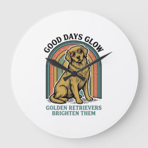 Gouden Retriever Vintage T-shirt Retro Gravure Hon Grote Klok