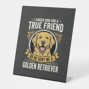 Gouden Retriever Ware Vriend Hond Reclamebord Met Voetstuk